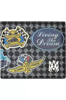 Кожаный бифолд кошелек Station Patch Amiri, черный