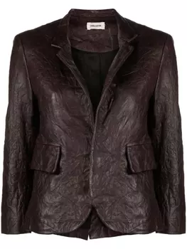 Кожаный блейзер без застежки Zadig&Voltaire, коричневый