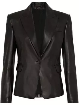Кожаный блейзер Brunello Cucinelli, черный