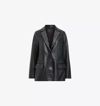 Кожаный блейзер Corinna с заклепками Allsaints, черный