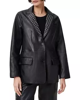 Кожаный блейзер Corinna с заклепками ALLSAINTS, черный