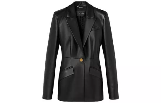 Кожаный блейзер «Медуза» VERSACE, черный