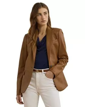 Кожаный блейзер Ralph Lauren, коричневый