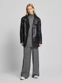 Кожаный блейзер с воротником-лацкан Karo Kauer, черный