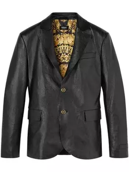 Кожаный блейзер Versace, черный