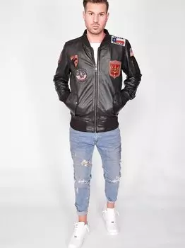 Кожаный блузон Topgun, черный