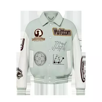 Кожаный блузон в стиле «университет» Louis Vuitton, синий