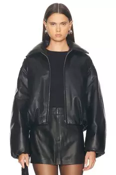 Кожаный бомбер AEXAE, черный