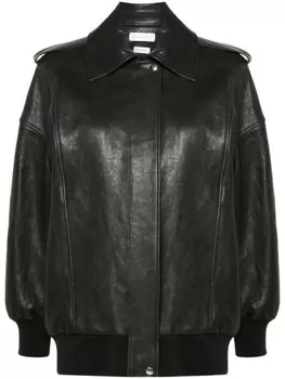 Кожаный бомбер Alexander McQueen, черный