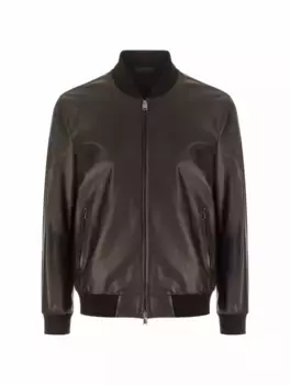 Кожаный бомбер Brioni, черный