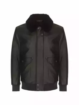 Кожаный бомбер Brioni, черный