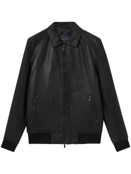 Кожаный бомбер Brooks Brothers, черный