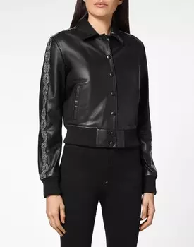 Кожаный бомбер Crystal Cable Philipp Plein, черный