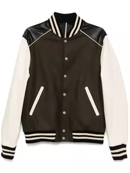 Кожаный бомбер Low Brand, зеленый