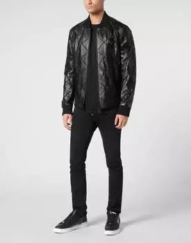 Кожаный бомбер LS PHILIPP PLEIN, черный