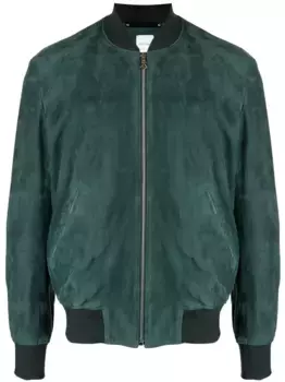 Кожаный бомбер на молнии Paul Smith, зеленый