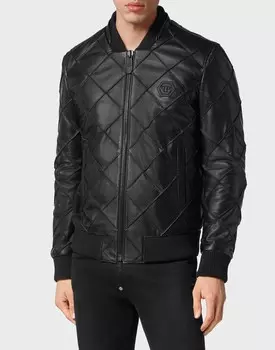 Кожаный бомбер Philipp Plein, черный