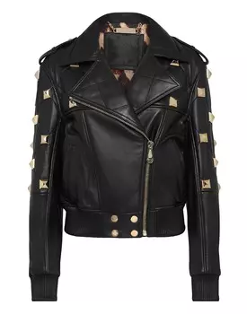 Кожаный бомбер Philipp Plein, черный