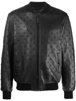 Кожаный бомбер Philipp Plein, черный