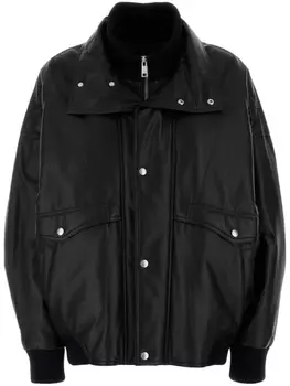 Кожаный бомбер Prada, черный