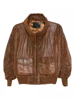 Кожаный бомбер R13, коричневый