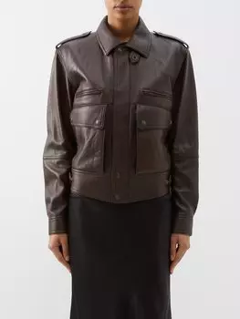Кожаный бомбер Saint Laurent, коричневый