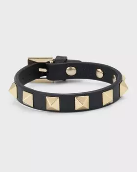 Кожаный браслет Rockstud Valentino Garavani, цвет Black