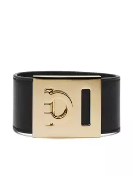 Кожаный браслет с декором Gancini Ferragamo, черный