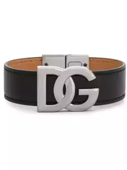 Кожаный браслет с логотипом DOLCE & GABBANA, черный