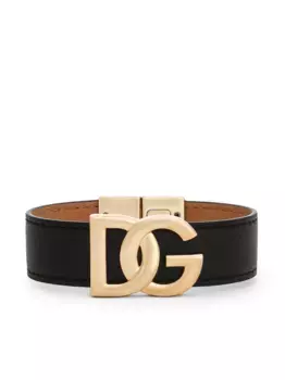 Кожаный браслет с логотипом DOLCE & GABBANA, черный