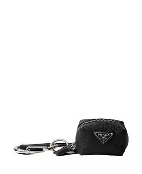 Кожаный брелок для сумки Prada, черный