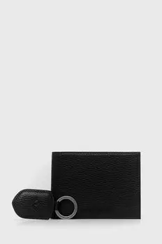 Кожаный брелок-кошелек Emporio Armani, черный