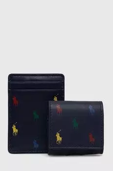 Кожаный чехол для аэроподов Polo Ralph Lauren, темно-синий
