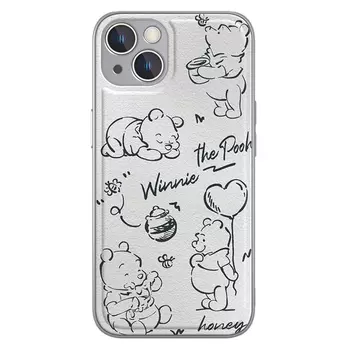 Кожаный чехол для телефона Disney Apple 14 Pooh, простой защитный чехол для мужчин и женщин, подходит для iphone11/12/13/14PLUS/PRO/MAX, DISNEYXYP005Z - Far Peak Blue