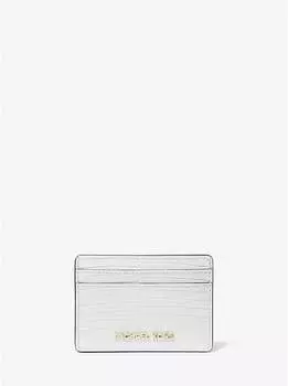 Кожаный чехол для визиток Jet Set с тиснением под ящерицу Michael Kors, белый