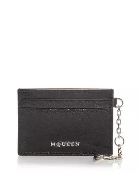 Кожаный чехол для визиток с ремешком Alexander McQUEEN, черный