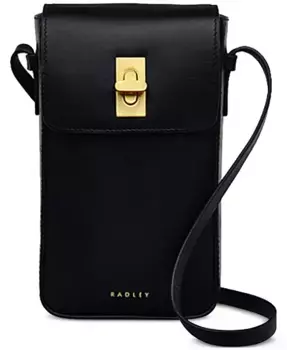 Кожаный чехол-кошелек для телефона Threadneedle Street с ремешком через плечо Radley London, черный