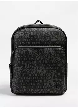 Кожаный черный мужской рюкзак United Colors of Benetton