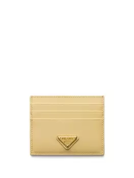 Кожаный держатель для карт Prada, желтый