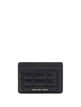 Кожаный держатель для карт с логотипом Michael Kors, черный