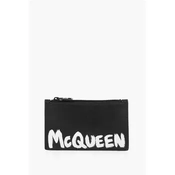Кожаный держатель для монет с логотипом Alexander Mcqueen, Black