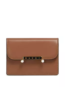 Кожаный держатель карт Marni, коричневый