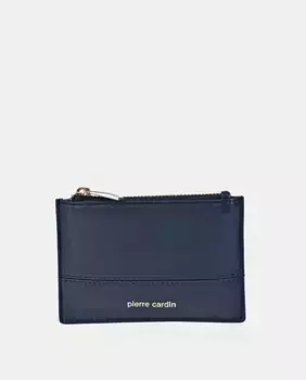 Кожаный держатель карт на молнии Pierre Cardin, синий