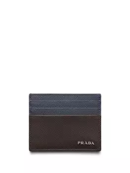 Кожаный держатель карт Prada, коричневый