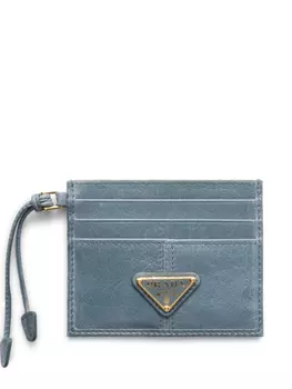 Кожаный держатель карт Prada, синий