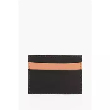 Кожаный держатель карт с контрастной деталью Corneliani, черный