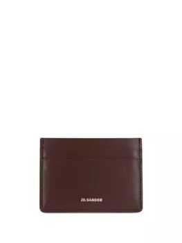 Кожаный держатель карт с логотипом Jil Sander, коричневый
