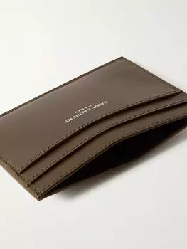 Кожаный держатель карт с логотипом SAINT LAURENT, темно-зеленый