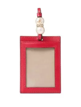 Кожаный держатель карт с жемчужными деталями Jimmy Choo, красный