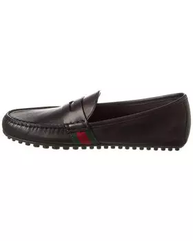 Кожаный драйвер Gucci Web, черный
